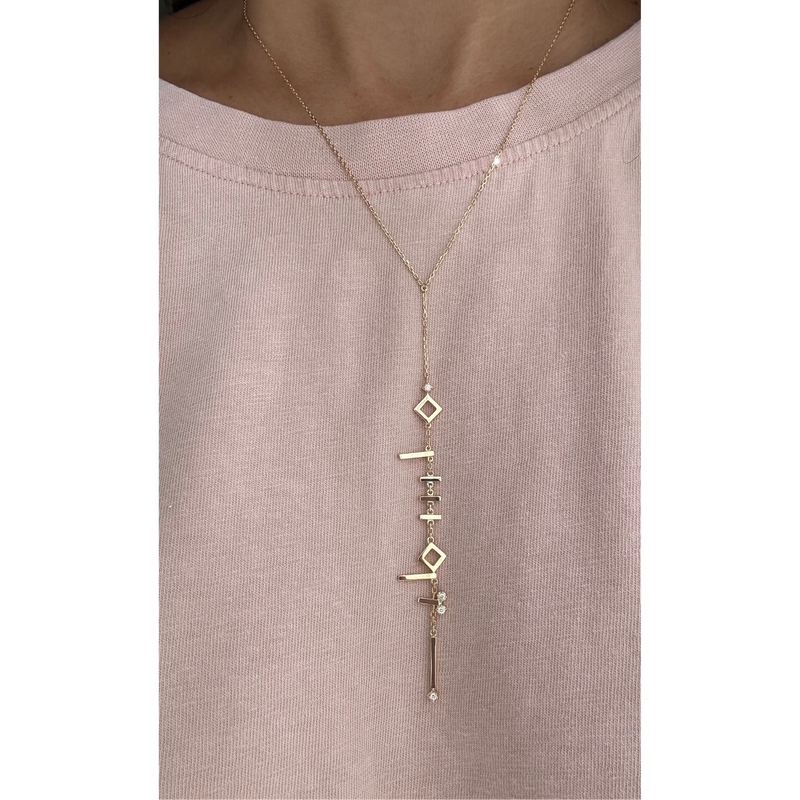 Palestine Geometric Vertical Necklace – Premium Edition