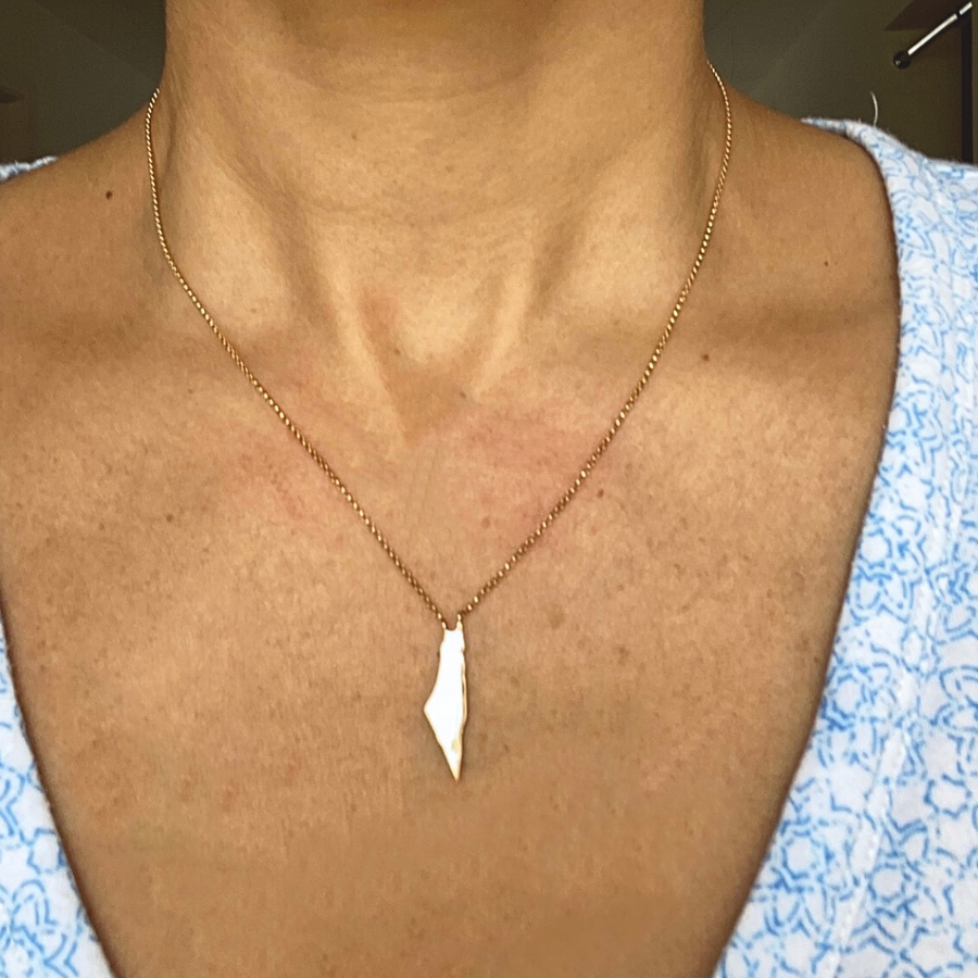 Palestine Full Map Necklace in 18k Gold