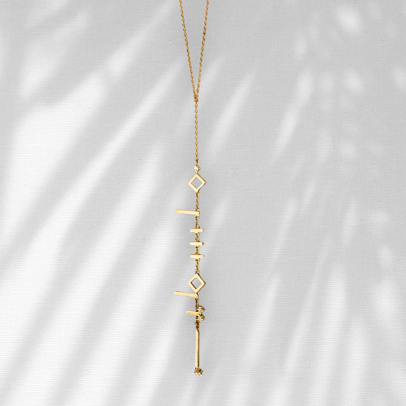 Palestine Geometric Vertical Necklace – Premium Edition