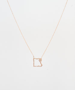Egypt Outline Map Necklace with White Diamonds