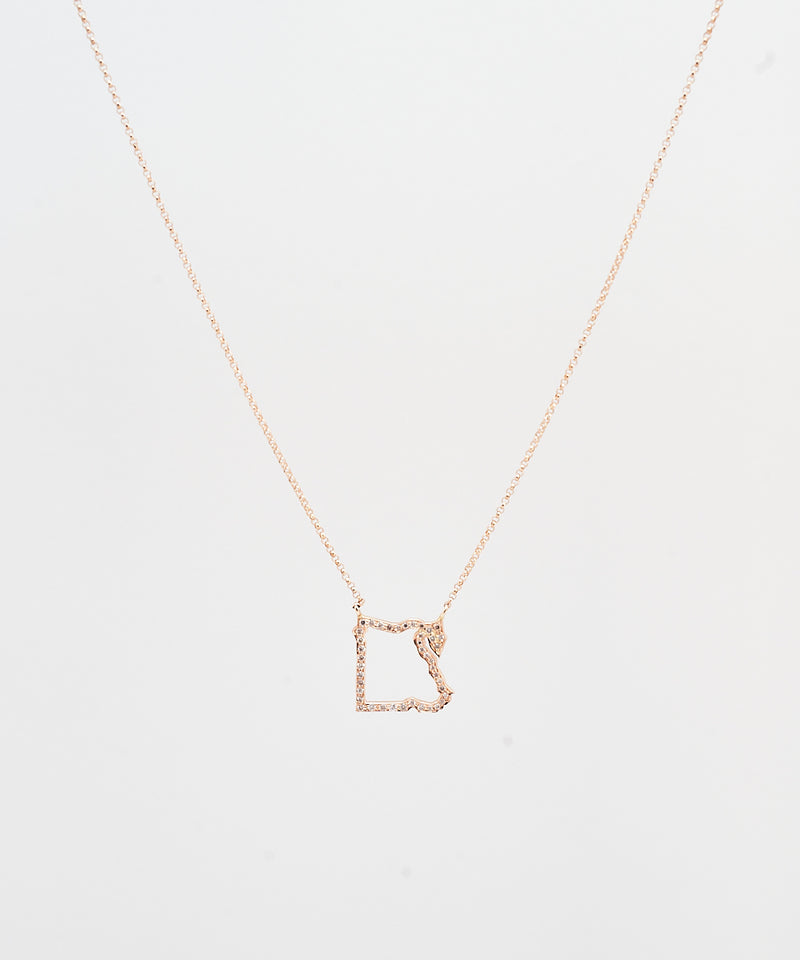 Egypt Outline Map Necklace with White Diamonds