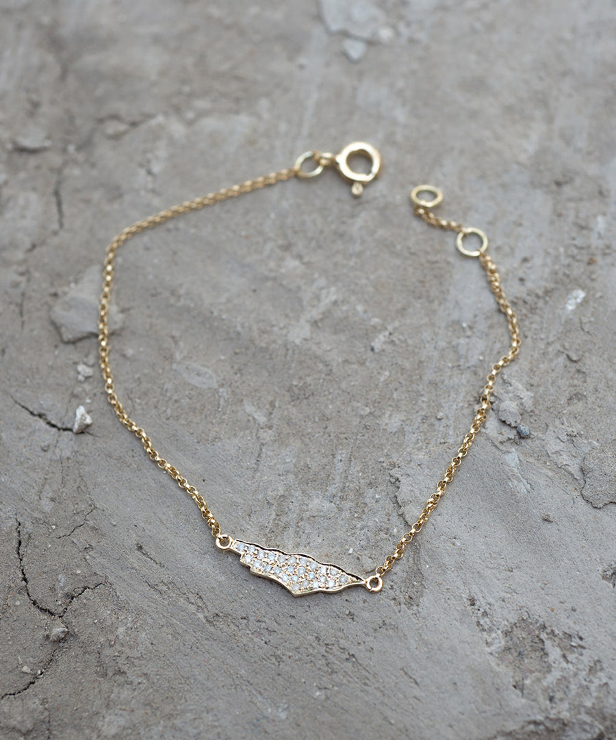 Palestine Full Map Bracelet with White Diamonds
