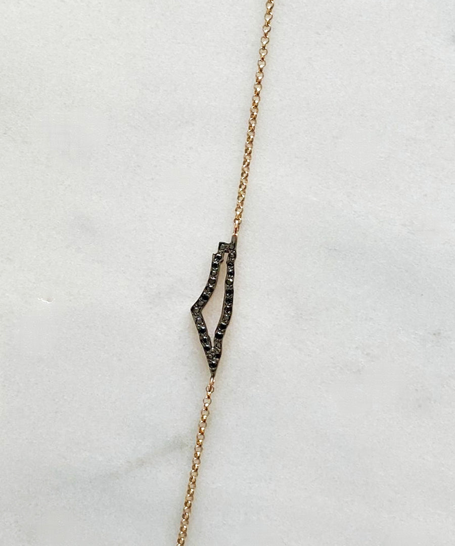 Palestine Outline Map with Black Diamonds Bracelet