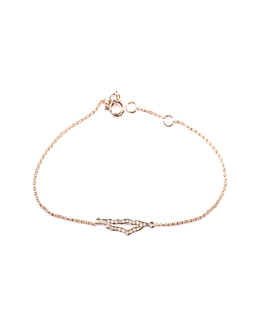 Palestine Outline Map Bracelet with White Diamonds