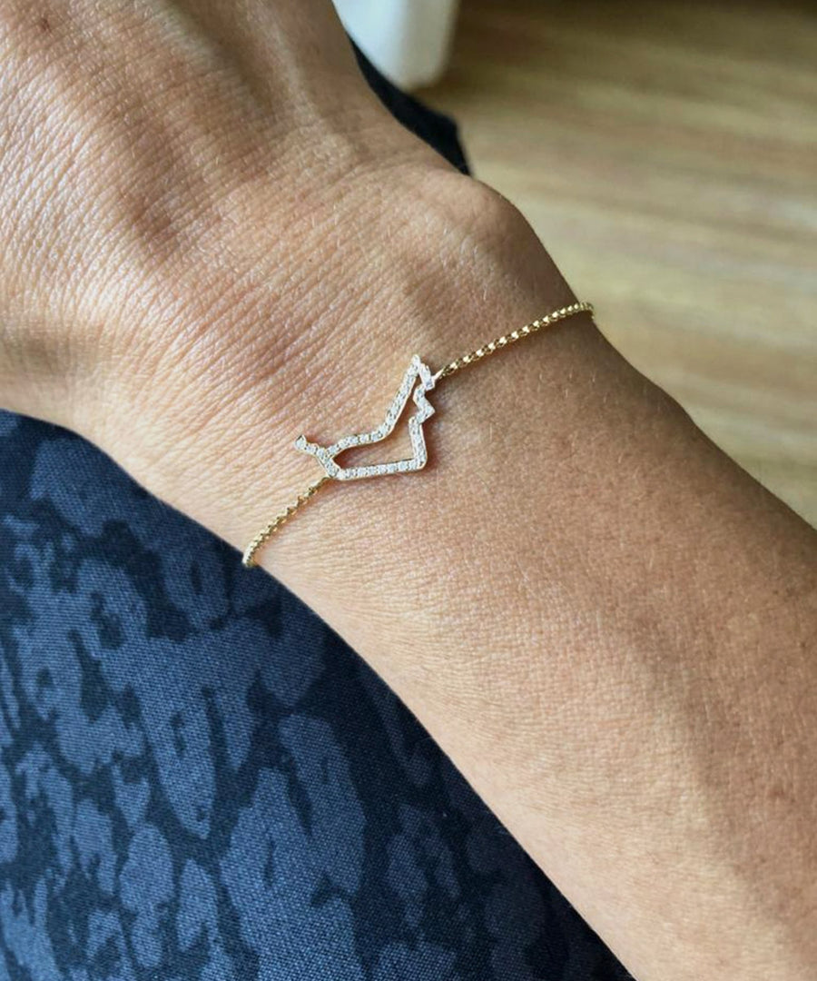 UAE Outline Map Bracelet with Diamonds