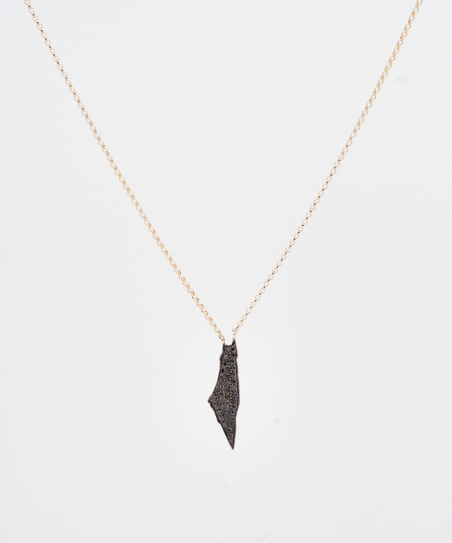 Palestine Full Map Necklace with Black Diamonds
