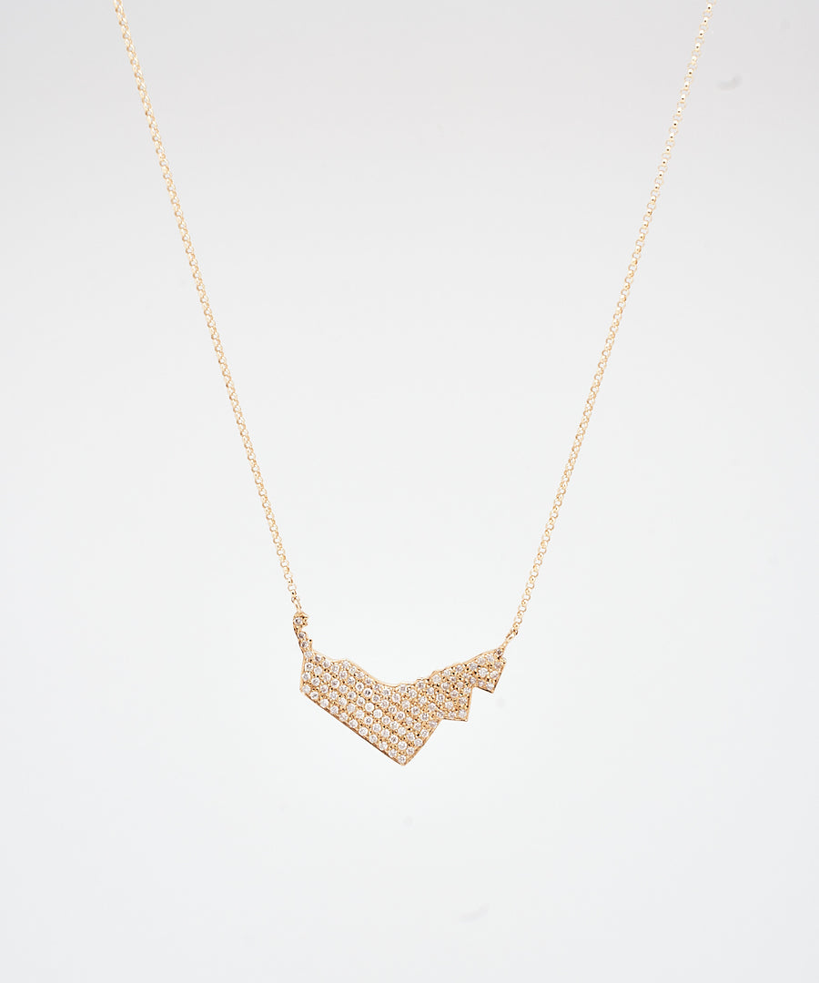 UAE Full Map Necklace with White Diamonds
